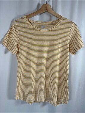 Old Navy Yellow and White Striped Short Sleeve Top